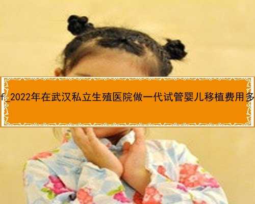 b52uf_2022年在武汉私立生殖医院做一代试管婴儿移植费用多少？